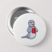 Seal with Drinking cup Ronde Button 7,6 Cm (Voorkant /achterkant)