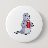 Seal with Drinking cup Ronde Button 7,6 Cm (Voorkant)