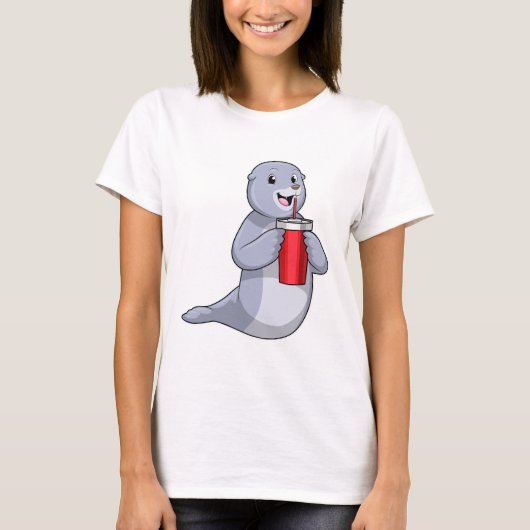 Seal with Drinking cup T-shirt (Voorkant)