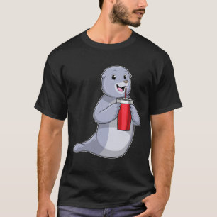 Seal with Drinking cup T-shirt