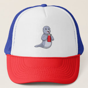 Seal with Drinking cup Trucker Pet