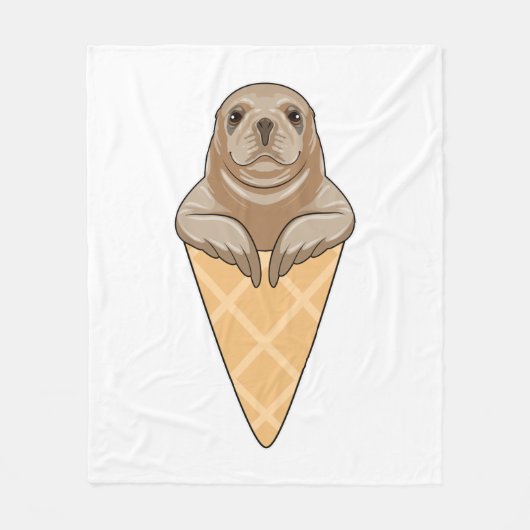 Seal with Ice cream cone Fleece Deken (Voorkant)