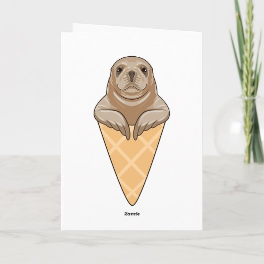 Seal with Ice cream cone Kaart (Achterkant)