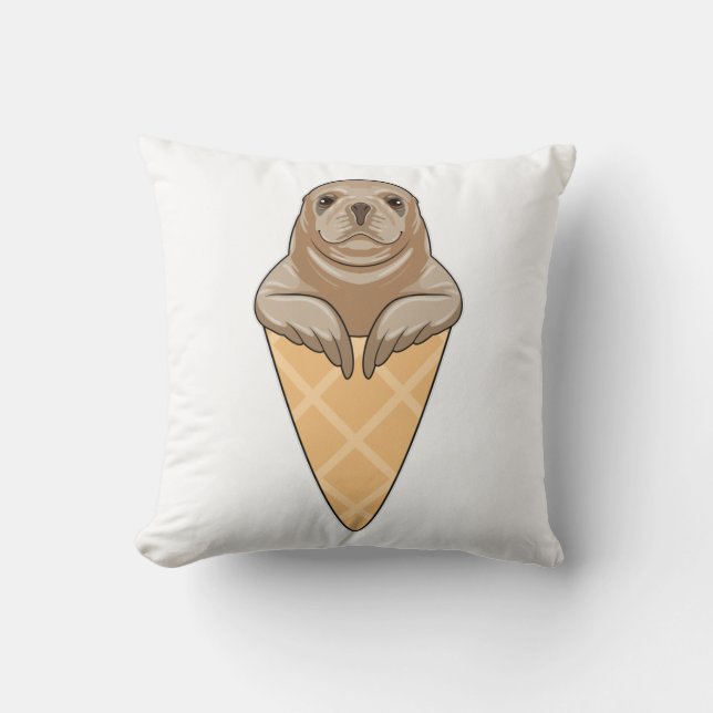 Seal with Ice cream cone Kussen (Voorkant)