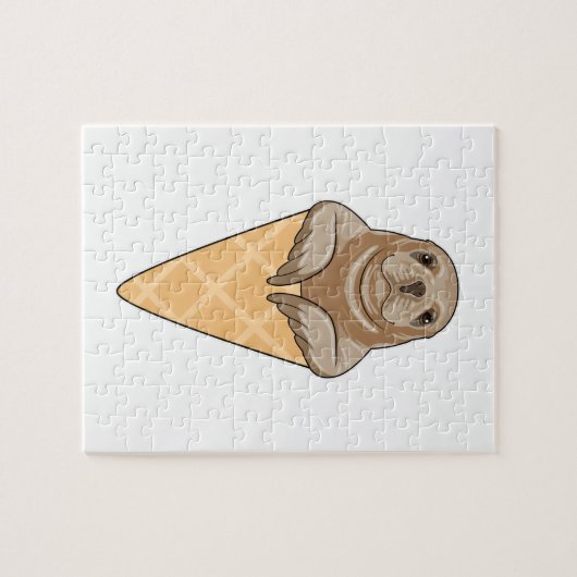 Seal with Ice cream cone Legpuzzel (Horizontaal)