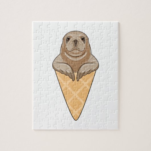 Seal with Ice cream cone Legpuzzel (Verticaal)