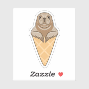 Seal with Ice cream cone Sticker