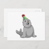 Seal with Party hat Party Briefkaart (Voorkant / Achterkant)