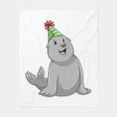 Seal with Party hat Party Fleece Deken (Voorkant)