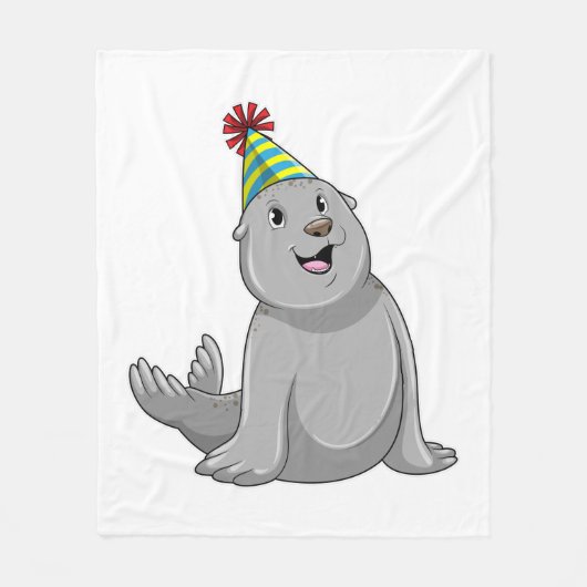 Seal with Party hat Party Fleece Deken (Voorkant)