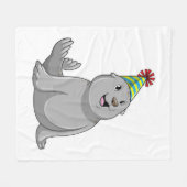 Seal with Party hat Party Fleece Deken (Voorkant (Horizontaal))