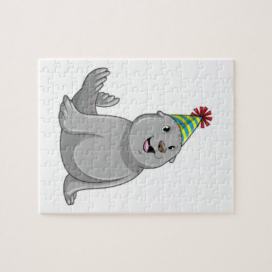 Seal with Party hat Party Legpuzzel (Horizontaal)