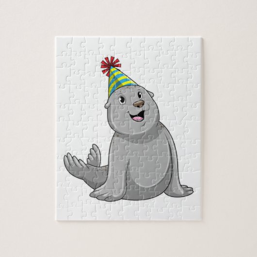 Seal with Party hat Party Legpuzzel (Verticaal)