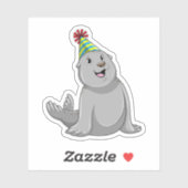 Seal with Party hat Party Sticker (Vel)