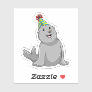 Seal with Party hat Party Sticker