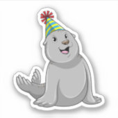 Seal with Party hat Party Sticker (Voorkant)