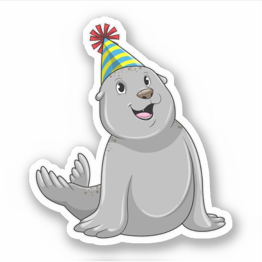 Seal with Party hat Party Sticker (Voorkant)