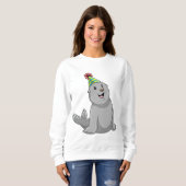 Seal with Party hat Party Trui (Voorkant volledig)