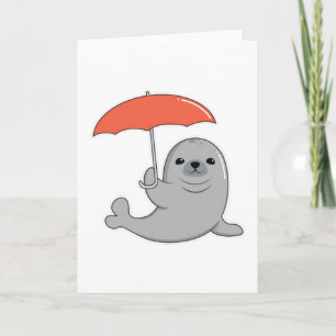 Seal with Umbrella Kaart