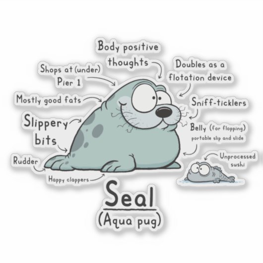 Seal Wordy Art Vinyl Sticker (Voorkant)