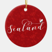 Sealand Flag in Heart, Vorstendom Sealand Keramisch Ornament (Voorkant)