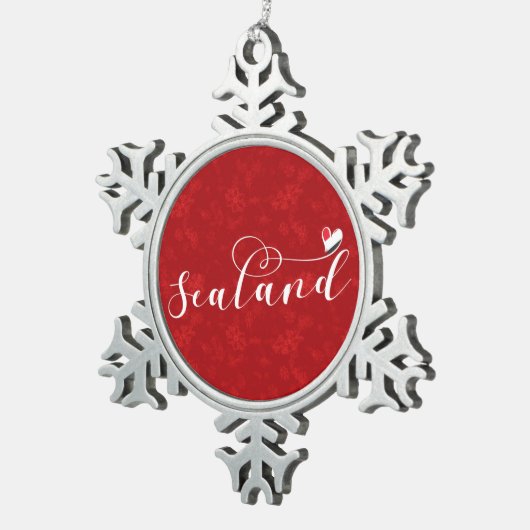 Sealand Flag in Heart, Vorstendom Sealand Tin Sneeuwvlok Ornament (Rechts)