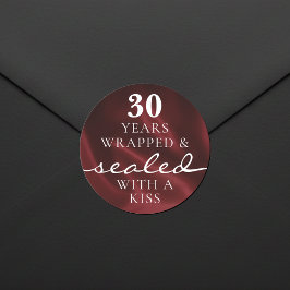 Sealed with a Kiss Red 30th Birthday Anniversary Ronde Sticker