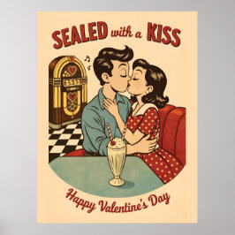Sealed with a Kiss Retro 50s Jukebox  Poster