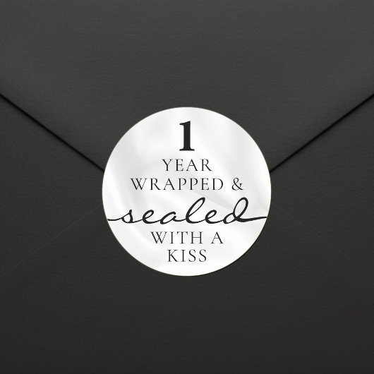 Sealed with a Kiss White 1st Birthday Anniversary Ronde Sticker