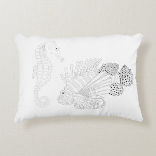 Sealife adult Coloring Pillow Accent Kussen