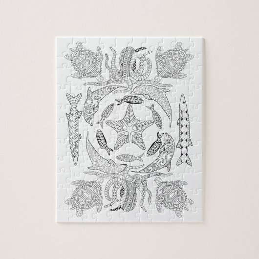 Sealife adult Coloring Puzzle Legpuzzel (Verticaal)