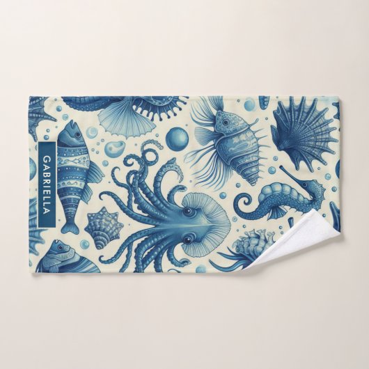  Sealife Animals Pattern Bad Handdoek (Handdoek)