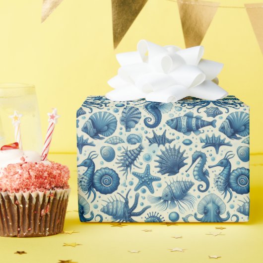  Sealife Animals Pattern Cadeaupapier (Verjaardagsfeest)
