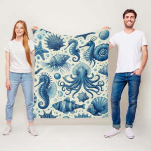 Sealife Animals Pattern Fleece Deken