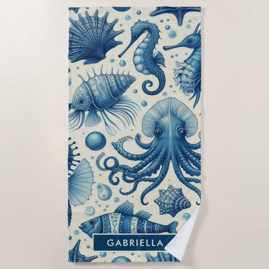  Sealife Animals Pattern Strandlaken (Voorkant)