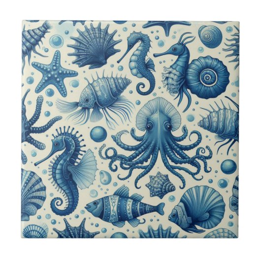  Sealife Animals Pattern Tegeltje (Voorkant)