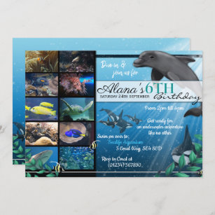 Sealife Aquarium Birthday Party Invitations Kaart