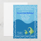 Sealife Green Fish 5x7 Birthday Invitation Kaart (Voorkant / Achterkant)