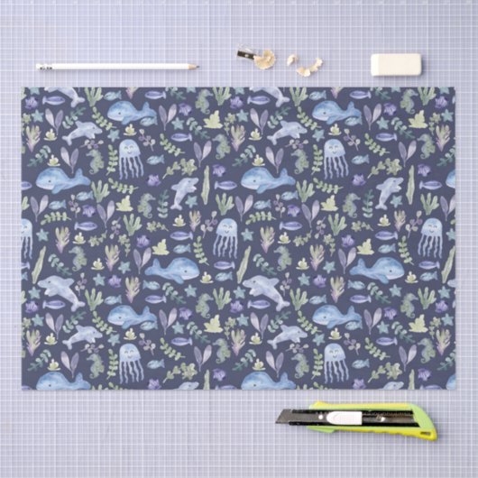 Sealife Modern Waterverf Tissuepapier (Craft)