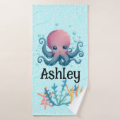 Sealife octopus gepersonaliseerde handdoek (Badhanddoek)