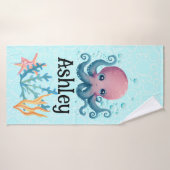 Sealife octopus gepersonaliseerde handdoek (Badhanddoek)