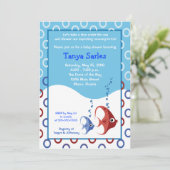 Sealife RED FISH BLUE FISH 5x7 Baby shower Kaart (Staand voorkant)