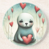 Sealion Liefde 1 Zandsteen Onderzetter (Voorkant)