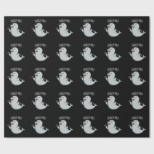 Seally Me Funny Seal Pun Dark BG Cadeaupapier (Vlak)