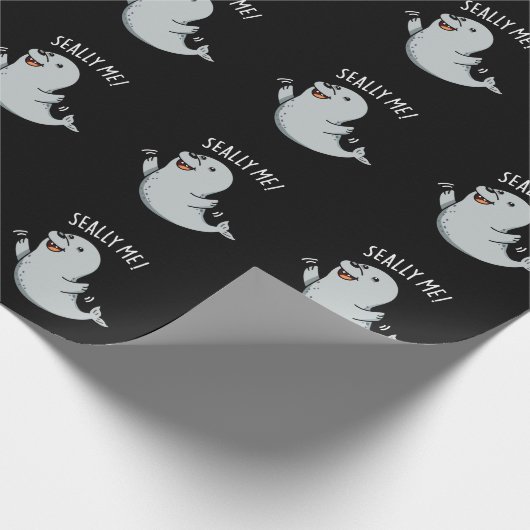 Seally Me Funny Seal Pun Dark BG Cadeaupapier (Hoek)