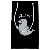 Seally Me Funny Seal Pun Dark BG Klein Cadeauzakje (Voorkant)