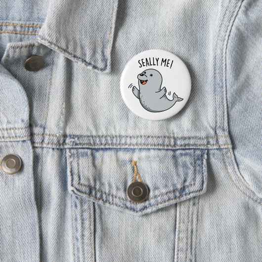 Seally Me Funny Seal Pun Ronde Button 5,7 Cm (In situ)