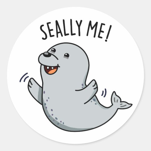 Seally Me Funny Seal Pun Ronde Sticker (Voorkant)