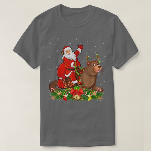 Seals Xmas Matching Funny Santa Riding Seals Chris T-shirt (Design voorkant)