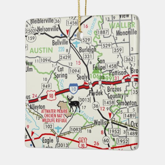 Sealy TX Road Map Keramisch Ornament (Links)